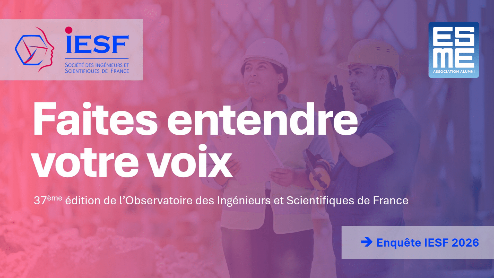 Sussus diplômés, participez à l'Enquête 2026 d'IESF !